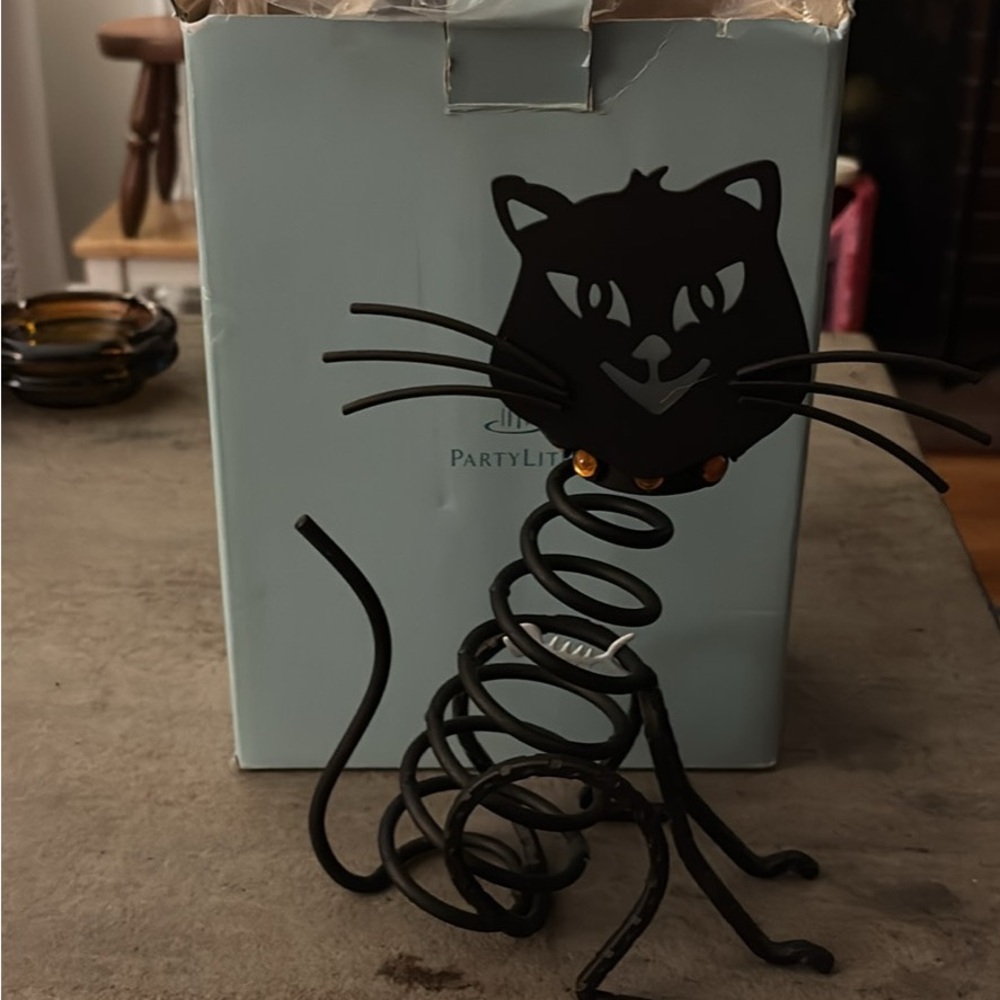 PartyLite Spiral Black Cat Figurine